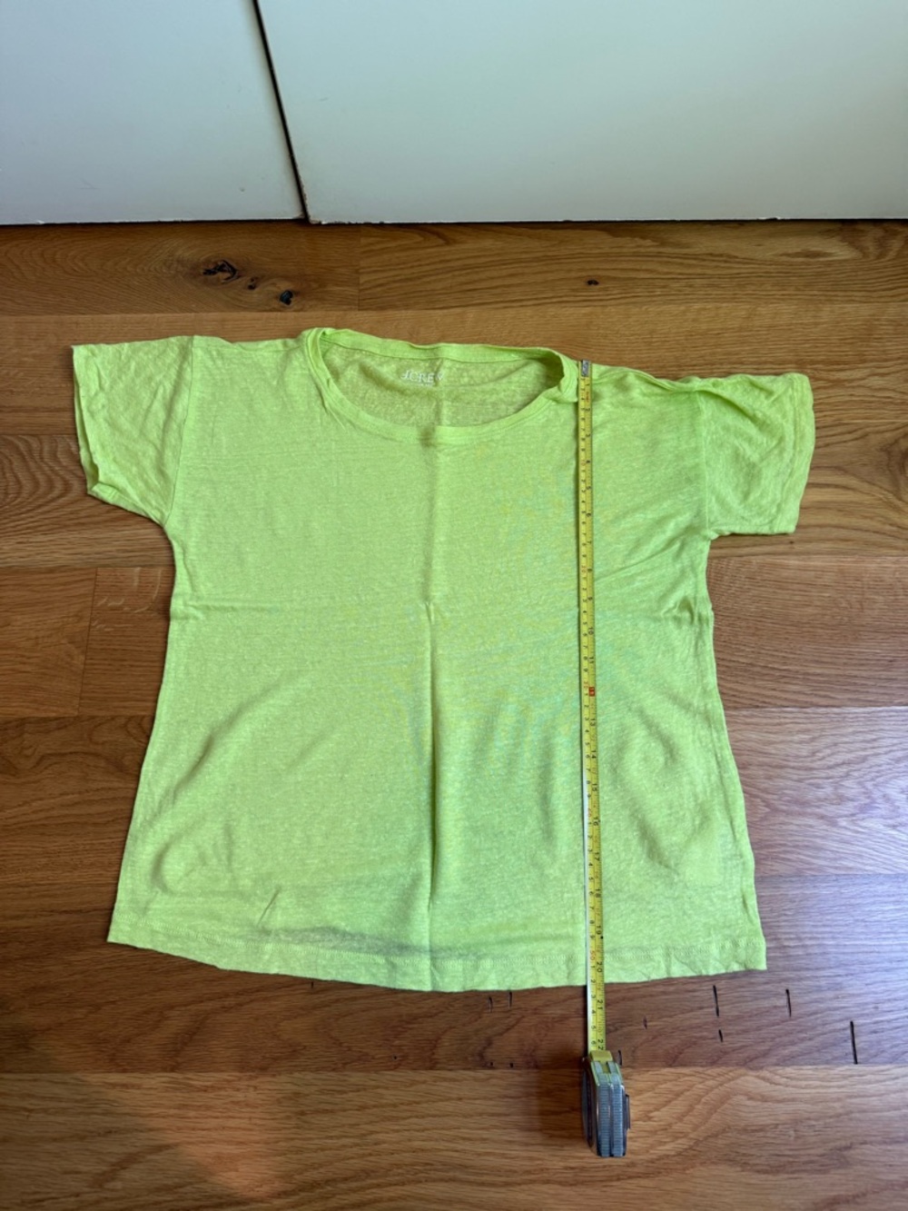 J. Crew Neon Yellow Short Sleeve Linen Tee